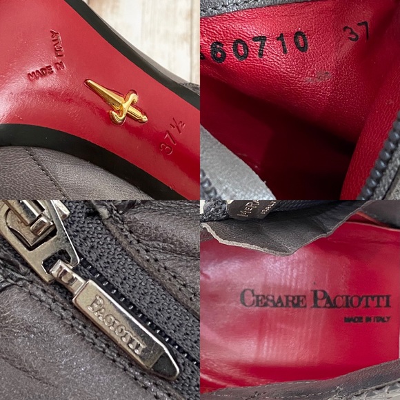 Cesare Paciotti Italy Gray Leather High Heeled Booties 37 - Picture 16 of 16